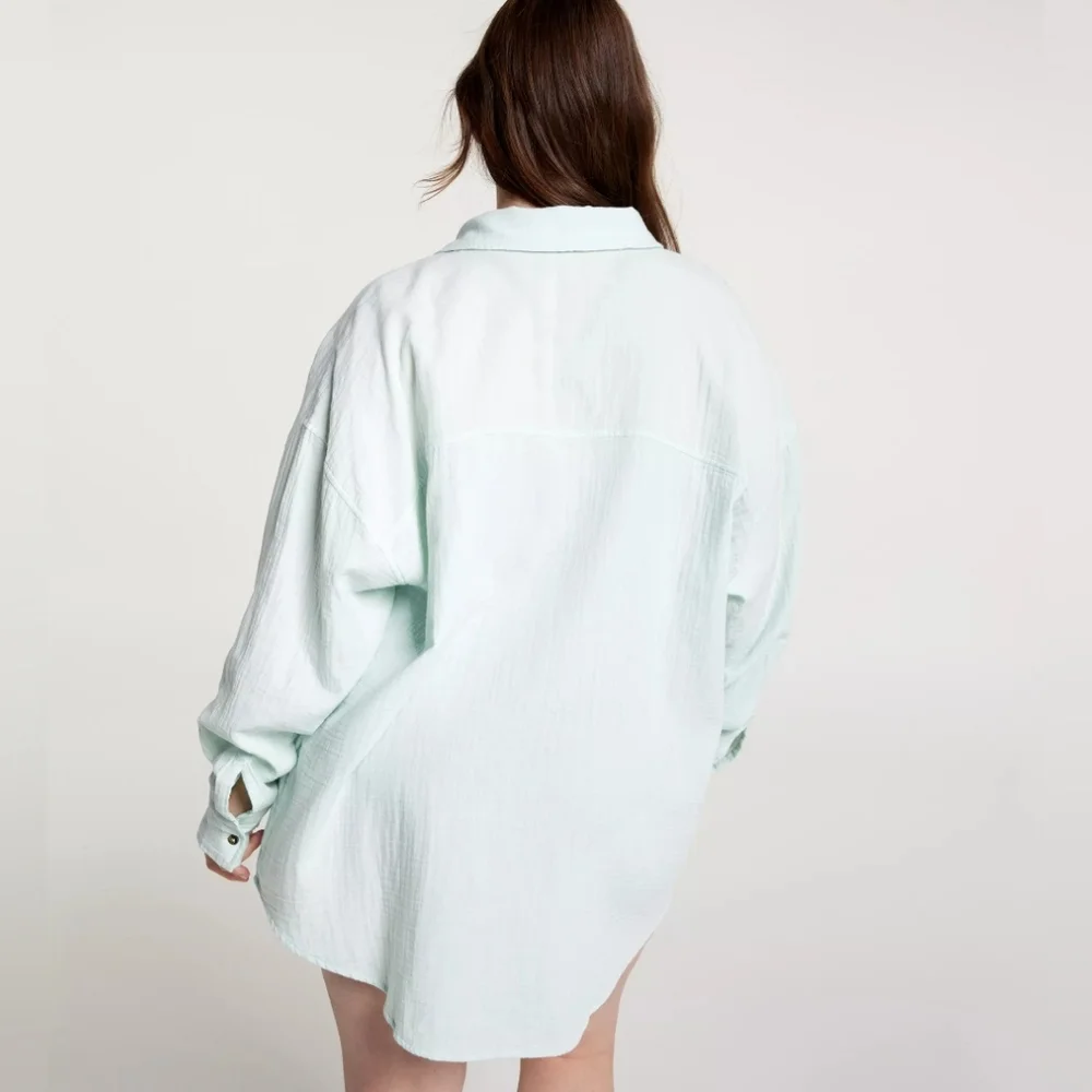 CALIA Women's Oversized 100% Cotton Cover Up, Minty Aura, Green, Size 1X, NWT - Picture 3 of 11